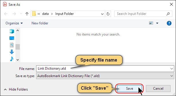 Specify an output folder and a file name